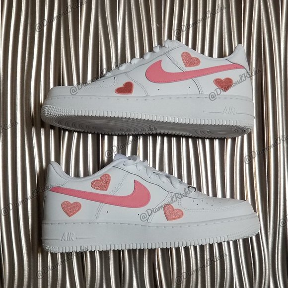 Custom Nike Air Force 1 Custom Hearts White Pink - Picture 6 of 7